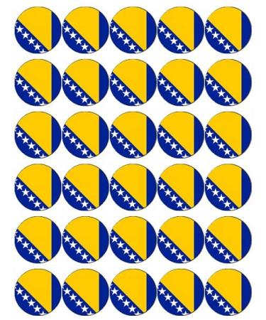 30 Bosnia and Herzegovina Flags Cupcake Toppers Edible Wafer Paper Fairy Cake Toppers Birthday Cake Decorations