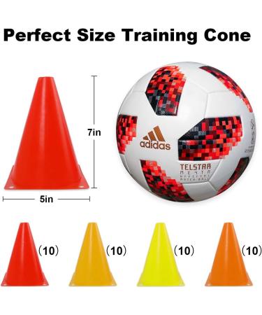 DUNCHATY 40 PCS 7 Inch Plastic Soccer Cones for Agility Training - 4 Colors 40Pack Sports Cones - Buy Online on GoSupps.com