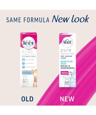 Veet Pure Hair Removal Cream Bikini & Underarm Sensitive Skin 100ml each BodyCurv Domed Applicator Long Lasting Smoothness Hydrates & Exfoliates Skin Pleasant Fragrance (Packaging may vary) 100 millilitre (Pack of 2) - Buy Online on GoSupps.com