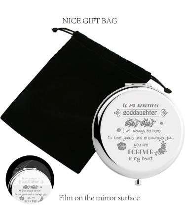 Personalized Goddaughter Compact Mirror - Engraved Stainless Steel Pocket Mirror for Graduation, Birthday, Wedding - CREATCABIN - Buy Online on GoSupps.com