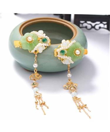 Beaupretty 2 Pairs tassel hair clip Flower Hair Clip hair barrettes for women Chinese Style Hair Clips Bridal Hair Clips decorative chopsticks womens accessories antique jade bride pearl - Buy Online on GoSupps.com