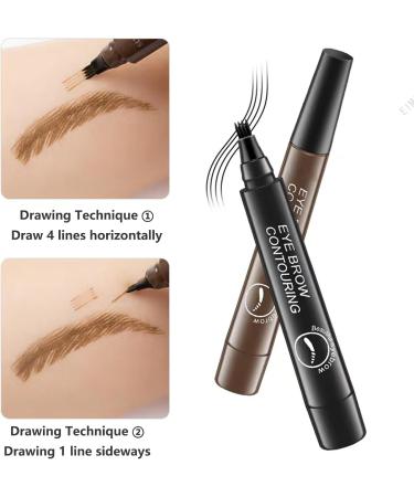 EIMINB Microblading Pen Eyebrow Pen Waterproof Eyebrow Pen with Fork Tips Effortlessly Create Natural Looking Eyebrows - Buy Online on GoSupps.com