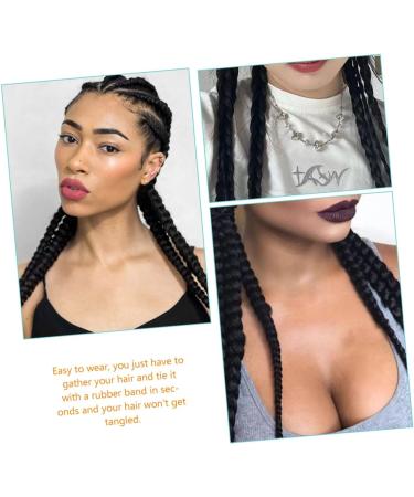minkissy Ponytail Three Strand Braid Ponytail Extension Braided Hair Piece Elastic Hair Bands Braid Hair Band Braid Extensions Ponytails Long Braided Wig Hair Extensions for Braids Girl 45X6CM Black - Buy Online on GoSupps.com