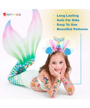 Mermaid Tattoos for Kids - 10Pcs Temporary Birthday Party Props | Girls Mermaid Party Favors - Buy Online on GoSupps.com
