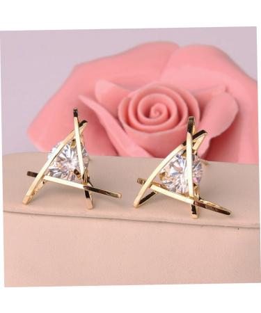 VALICLUD 2 Pairs Golden Color Stud Earring Earrings Copper Earring Creative Earring Birthstone Stud Silver Color Stud Earring Women Earring Silver Ear Cuff Zircon Medium Golden - Buy Online on GoSupps.com