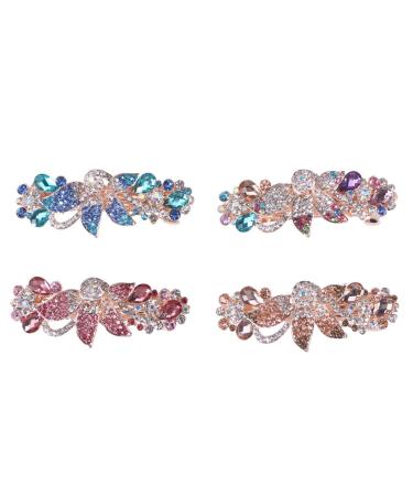 minkissy 4pc Metal Vintage Hair Barrettes Rhinestone Hair Barrettes Hair Barrettes for Girls French Hair Barrettes Rhinestone Hair Accessories Crystal Hair Claw Clip Issue Card Miss Fashion