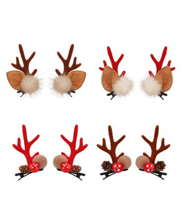 WZX Cutie Hair Clips 4 Pairs Christmas Hairpins Hair Accessories Gift for Decoration Ornament Party for Kids Girls Family