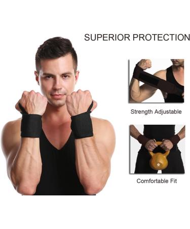 SUJAYU Wrist Wraps 2 Pack for Weightlifting and Carpal Tunnel Support - Men's Black Gym Accessories - Buy Online on GoSupps.com