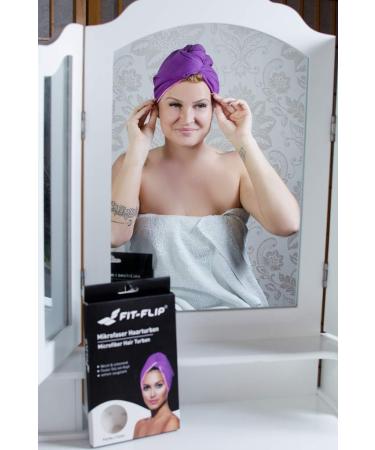 Fit Flip Hair Turban Set - Microfiber Quick-Drying Hair Towel - 2-Piece Absorbent Set (Purple & Pink) - Buy Online on GoSupps.com