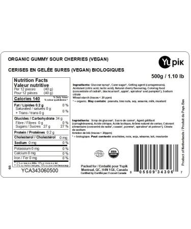 Yupik Organic Gummy Cherries Gelatin-Free 500 g Non-GMO Sugary Coating Natural Cherry Flavor Natural Colors Soft & Chewy Gummies Sweet Candy Delicious Snack Ideal for Gifting & Holidays - Buy Online on GoSupps.com