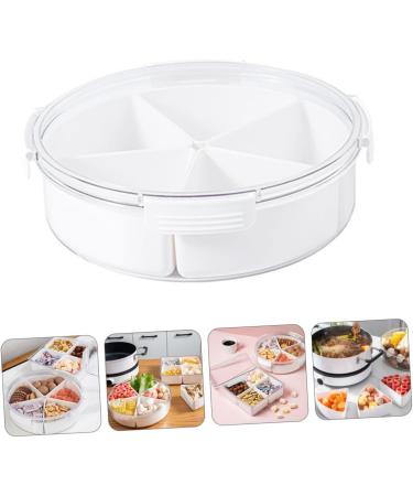 Mikinona Dried Fruit Plate Lunchbox Party Tray with Lid Candy for Kids Serving Candy Boxes Section Round Tray 26X7.5CM White - Buy Online on GoSupps.com