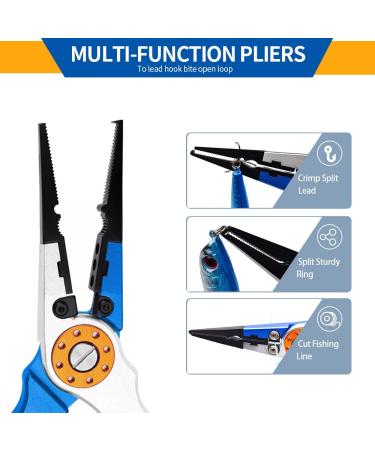 SOUFORCE Spring Bearing Fishing Pliers: Multi Functional Tool with Sheath & Anti-Lost Rope for Saltwater Fishing - Hook Remover, Line Cutter, Crimp, Split Ring Tool - Buy Online on GoSupps.com