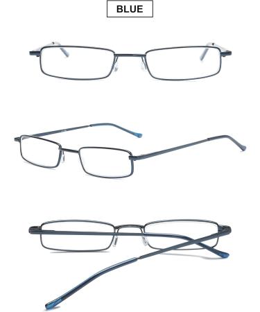 Vevesmundo Metal Reading Glasses - Compact & Light Spring Hinge Narrow Classic Design 1.5x Magnification - 3-Piece Set in Blue with Metal Etui for International Shipping - Buy Online on GoSupps.com