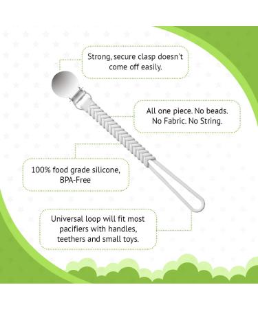 Pickle and Olive Silicone Pacifier Clip - Braided Paci Holder Set of 2 (Pink + Gray) - Buy Online on GoSupps.com