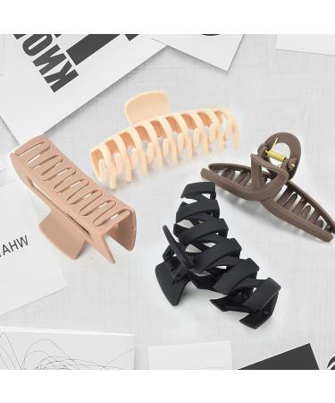 Large Hair Claw Clips Set - 8 Pcs Non-slip Square Matte Clips for Women Girls - Strong Hold Banana Clips - 90's Vintage Style - 4 Styles & 4 Colors - Buy Online on GoSupps.com
