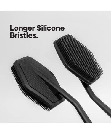 Tooletries Back Scrubber - Exfoliating Silicone Shower Brush with Long Handle - Charcoal - Buy Online on GoSupps.com