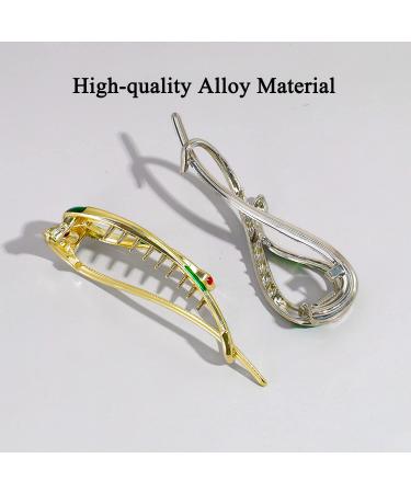Set of 2 Realistic Snake Hair Clips - Gold and Silver Hair Accessories - Buy Online on GoSupps.com