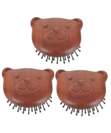 Beaupretty 3st Airbagkamm Massage comb Portable Small Kamm Bear-shaped massage comb wooden ridge for the massage shampoo brush for the scalp head scalp crested hairbrush rosewood cute