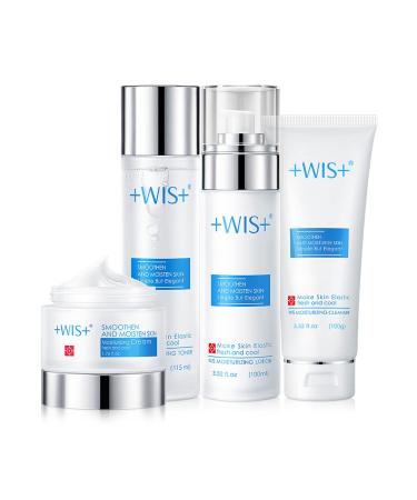 WIS Moisturizing 4-Piece Skin Care Set with Facial Cleanser  Toner  Lotion  Cream for Daily Cleansing Refreshing Skin Beauty Gift for Ladies Anti Aging Skin Care Kit for Women & Men Shipping from USA