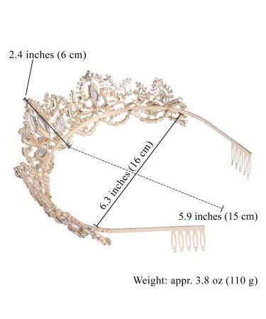 Sppry Women Baroque AB Crystal Tiara Comb - Gold Crown for Bridal Queen & Princess at Wedding, Birthday, Pageant Party - Buy Online on GoSupps.com