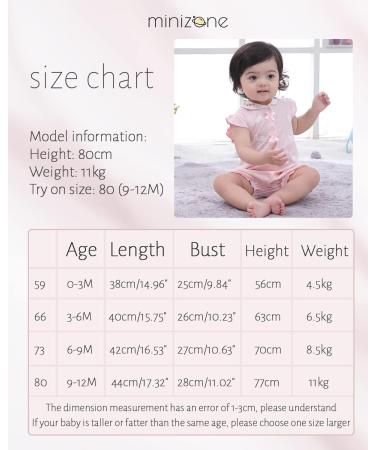 Minizone Baby Girls Summer Short Sleeve Romper Cotton Bodysuit 6-9 Months - Buy Online on GoSupps.com