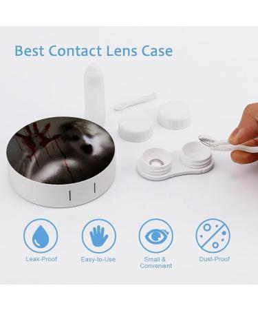 Horror Scene With Bloody Hand Round Case For Contact Lens Kit Storage Box with Mirror Printed - Buy Online on GoSupps.com