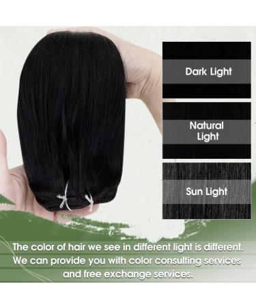 Clip in Hair Extensions Black Clip in Human Hair Extensions Natural Real Black Clip Hair Extensions Remy Thick Ends #1 100g 22 Inch - Buy Online on GoSupps.com
