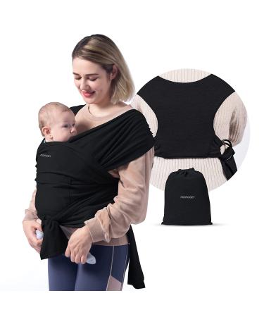 Momcozy Baby Wrap Carrier Slings, Easy to Wear Infant Carrier Slings for Babies Girl and Boy, Adjustable Baby Carriers for Newborn up to 50 lbs, Black