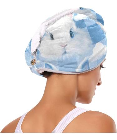 Rabbits Blue Plaid Hair Towel 2 Pack - Super Absorbent Quick Dry Hair Turbans for Women & Girls - Buy Online on GoSupps.com