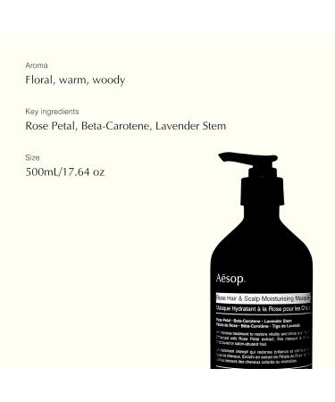 Rose Hair & Scalp Moisturising Masque - 500ml | Nourishing Hair Care for All Hair Types | Hydrating Treatment for Dry Scalp & Hair - Buy Online on GoSupps.com