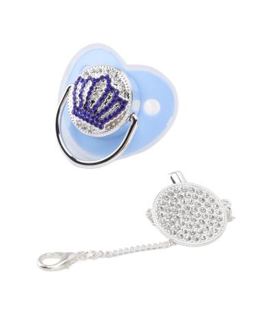 Personalized bling pacifier shiny pacifier in heart shape rhinestone crown ultra-wicked silicone-sailing dummy-baby pacifier nipple for baby show newborn gifts (blue M) - Buy Online on GoSupps.com