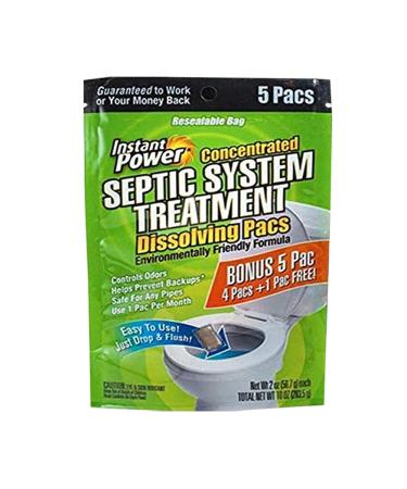 Instant Power Concentrated Septic System Treatment Dissolving Pacs Controls Odors Safe on Pipes 5 Pacs