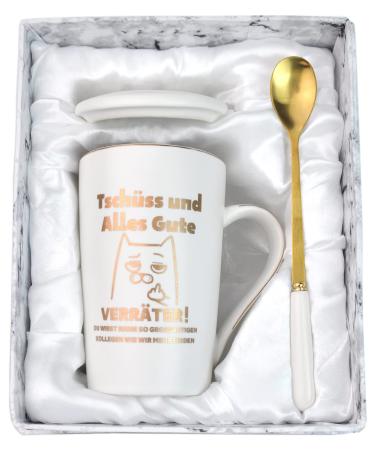 Bokalaka job change farewell gift for colleagues small gifts say goodbye to colleagues cup for goodbye colleague - 400 ml white ceramic coffee cup with lid