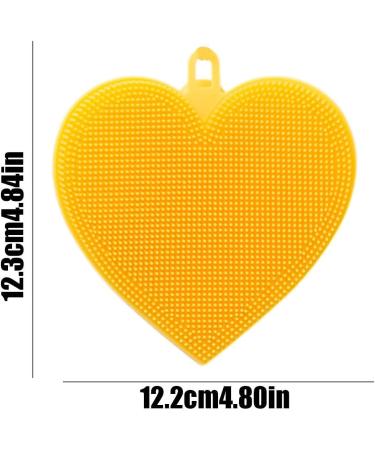 SENZZ Silicone Sponges for Dishes - Food Grade Fruit Vegetable Cleaning Brush | Soft Kitchen Scrubber Reusable Non-Scratch Dish Cleaning Tools for Fruits Vegetables and Dishes Yellow Heart - Buy Online on GoSupps.com