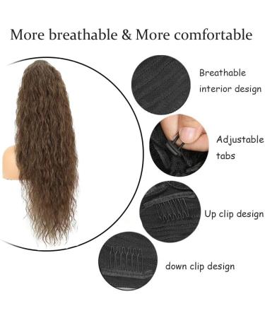 PORSMEER 28 Brown Long Beach Wave Ponytail Extension - Synthetic Drawstring Clip-In Hairpiece for Women - Buy Online on GoSupps.com