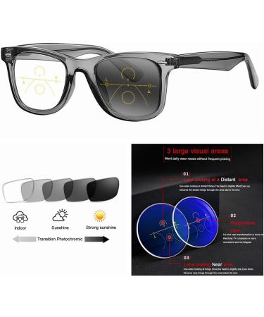 EFLAL Varifocal Multifocal Reading Glasses for Men & Women - Classic Retro Acetate UV400 Photochromic +1.0 to +3.0 Gray - Buy Online on GoSupps.com