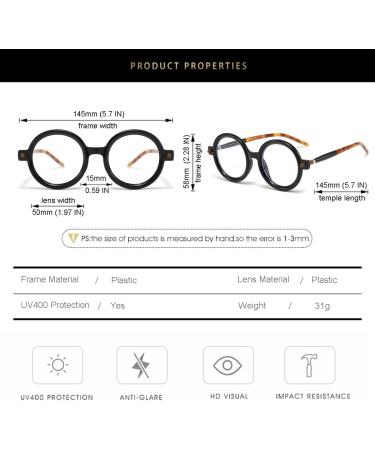 Shop Gleyemor Retro Round Blue Light Glasses - Stylish Vintage Circle Eyeglasses for Men & Women - Black & Tortoise - Perfect for Cosplay & Costume - Buy Online on GoSupps.com