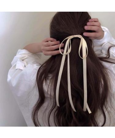 Inilbran Vintage Silk Satin Bow Hair Rope Scrunchies Satin Silk Bow Hair Ties Long Satin Ribbon Elastic Hair Tie Ropes French Bowknot Bands Rope Ponytail Holder Hair Accessories for Women and Girls White - Buy Online on GoSupps.com