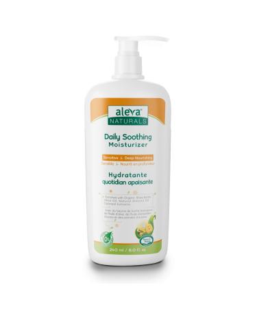 Aleva Naturals Daily Soothing Moisturizer | For Sensitive Dry Skin | Face and Body Lotion | Made with Natural and Organic Ingredients | for Babies and Toddlers - 8 fl. oz / 240ml
