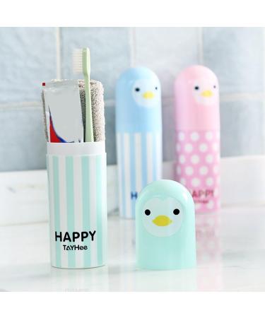 Dragonaur Cute Portable Travel Toothbrush & Toothpaste Container - Penguin Design Green Plastic Perfect for Travel - Buy Online on GoSupps.com