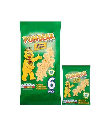 Chips Crisps Bags Collections - Deliciously light & Crispy Chips Bags (Pom-Bear Cheese & Onion (6 x 20g) 4 Packs)