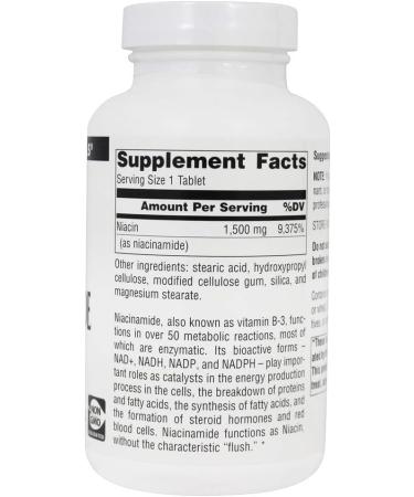 Source Naturals Niacinamide 1500mg Timed Release Vitamin B-3 Energy Support - 100 Tablets - Buy Online on GoSupps.com
