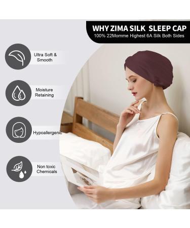 Zimasilk 22 Momme 100% Mulberry Silk Sleeping Hood for Women Natural Hair Care Burgundy Red Classic Pleated Design Perfect Fit - Buy Online on GoSupps.com