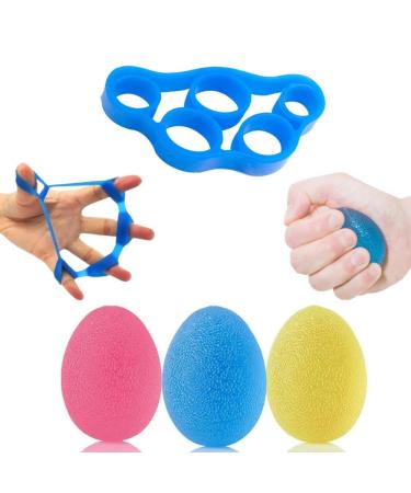 Dairf hand trainer & finger trainer kit egg -shaped grip balls 3 PCs +1 finger trainer training gerea for strengthening hand and finger pressure relief and rehabilitation and decompression