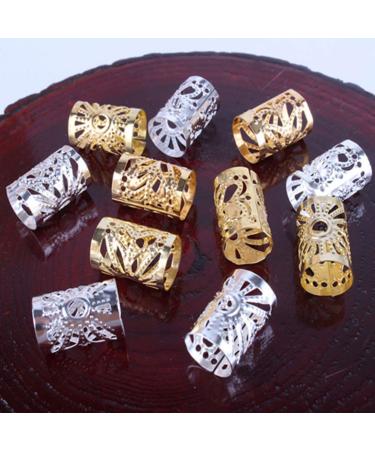 100pcs Dreadlocks Braiding Beads  Silver Gold Hair Coil Dreadlocks Meal Cuffs Tubes DIY Braid Rings for Kid Girl Women Hair Braiding