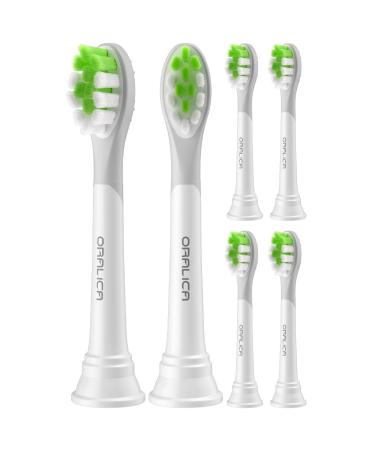 Compatible for Philips Sonicare W DiamondClean Replacement Toothbrush Heads HX6062 HX6063 HX6064 Whitening Plaque Stain Removal with Medium Bristles and Tongue Cleaner Rubber White 6 Pack White 1 Count (Pack of 6)