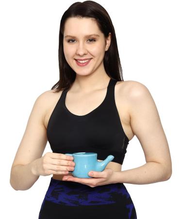 Spill-Proof Ceramic Neti Pot + 5 Neti Salt Sachets | Sky Blue | 250 ML - Buy Online on GoSupps.com