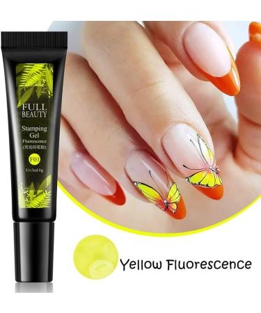 8ml Soak Off Print Gel Steel DIY Manicure Yellow Fluorescent Stamping Gel Template Transfer(23) - Buy Online on GoSupps.com