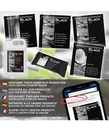 GPQ Hotel Amenities Set Black Line Kit Shower Gel + Shampoo + Soap Pack 100 Pieces x 3 Products Without Parabens Apartment Country House B&B Travel Guest House Cruise Made in Spain - Buy Online on GoSupps.com