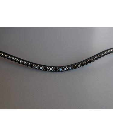 Buy Happiness Hinge Headring Horse Swing 'Black Beauty' - Hand-Sewn Matt Black with Large Glitter Stones | Dark Brown Pony Leather - Buy Online on GoSupps.com